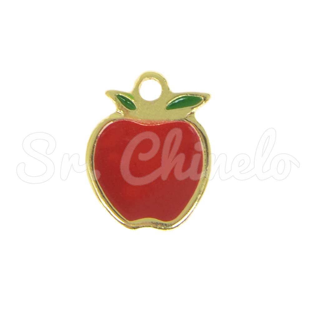 Pingente, Maça, Ouro, Vermelho/Verde