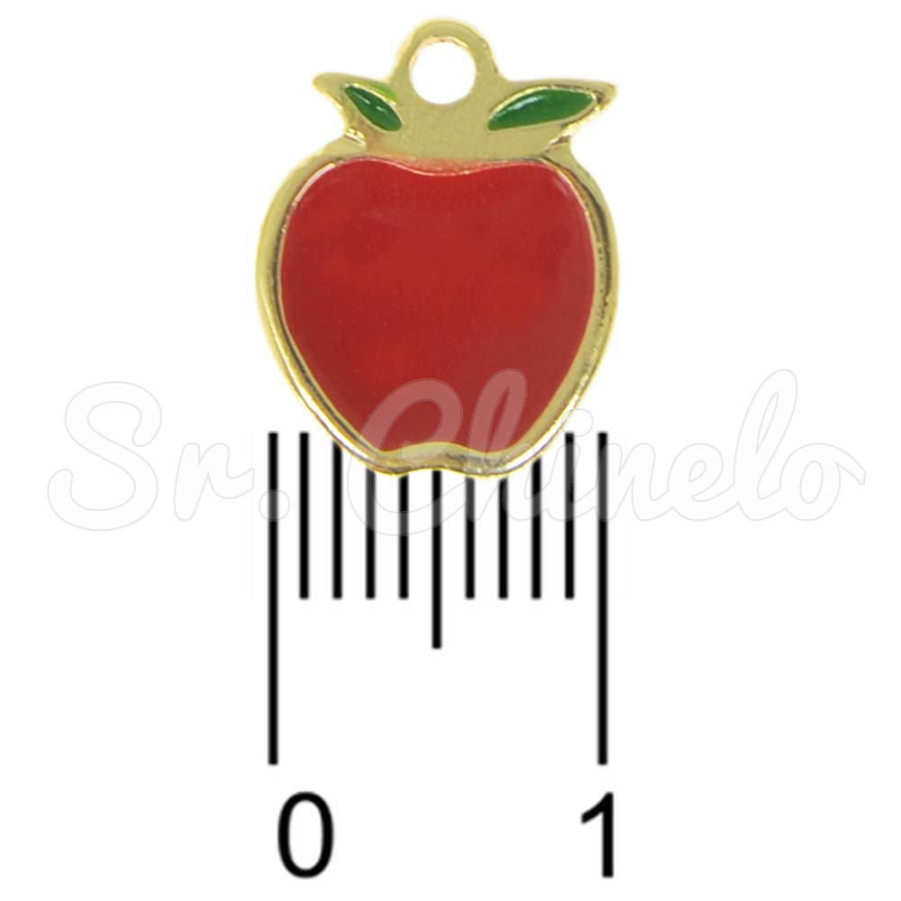 Pingente, Maça, Ouro, Vermelho/Verde