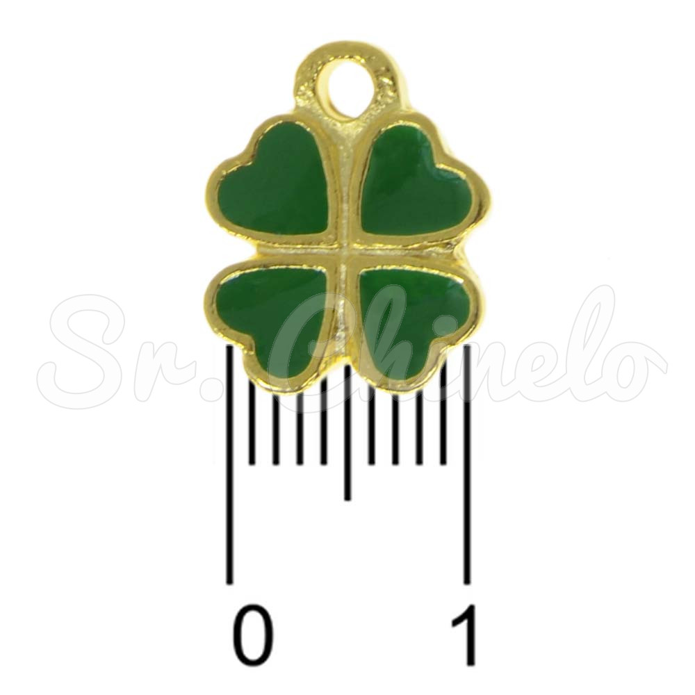 Pingente, Trevo, Ouro, Verde