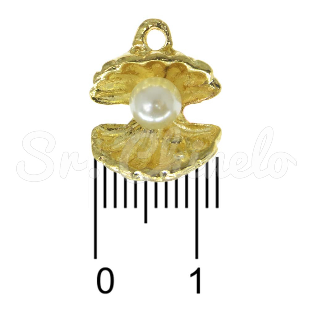Pingente, Concha aberta com Pérola, Ouro