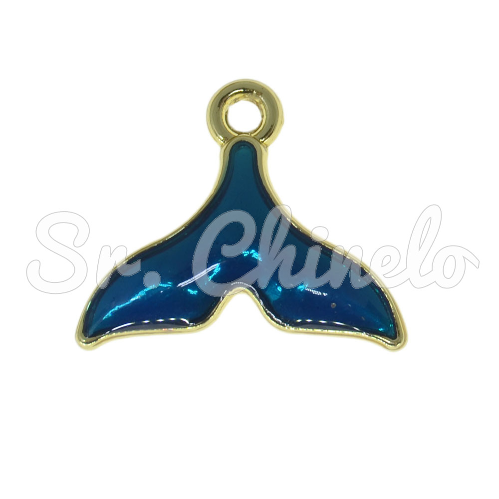 Pingente, Rabo de Sereia, Ouro/Azul Turquesa