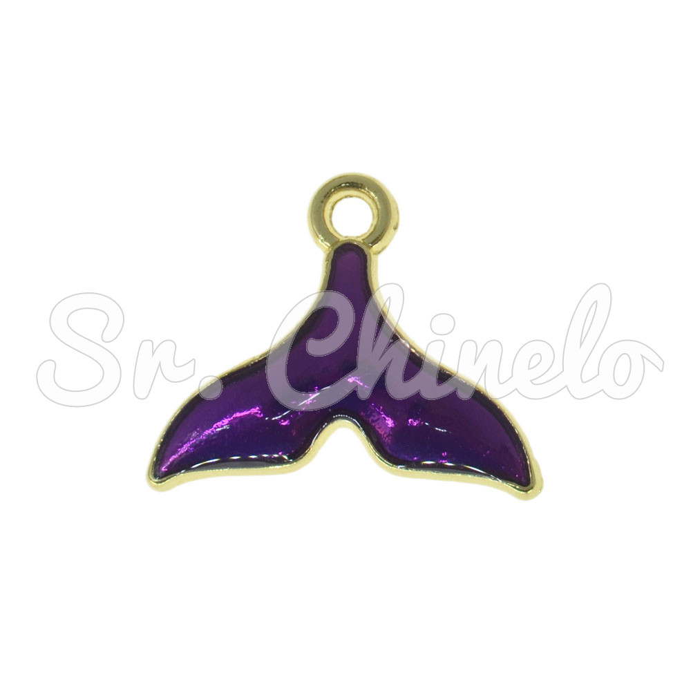 Pingente, Rabo de Sereia, Ouro/Roxo