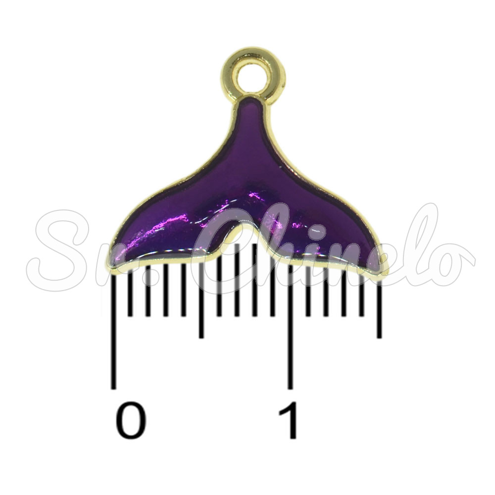 Pingente, Rabo de Sereia, Ouro/Roxo