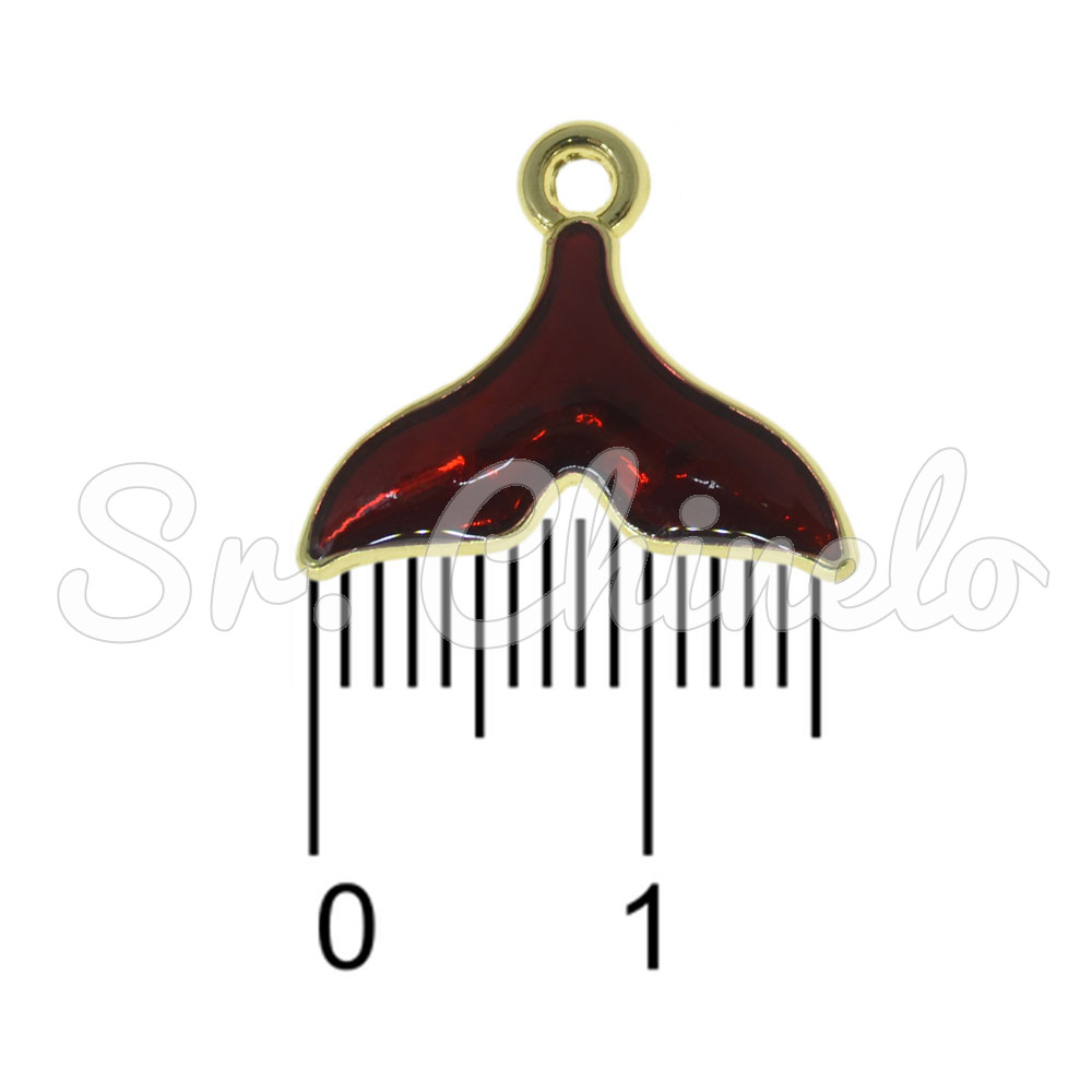 Pingente, Rabo de Sereia, Ouro/Vermelho