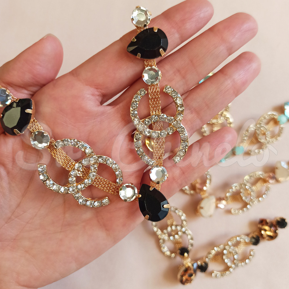 Cabedal Chanelle, Banhado, Rebite, Preto