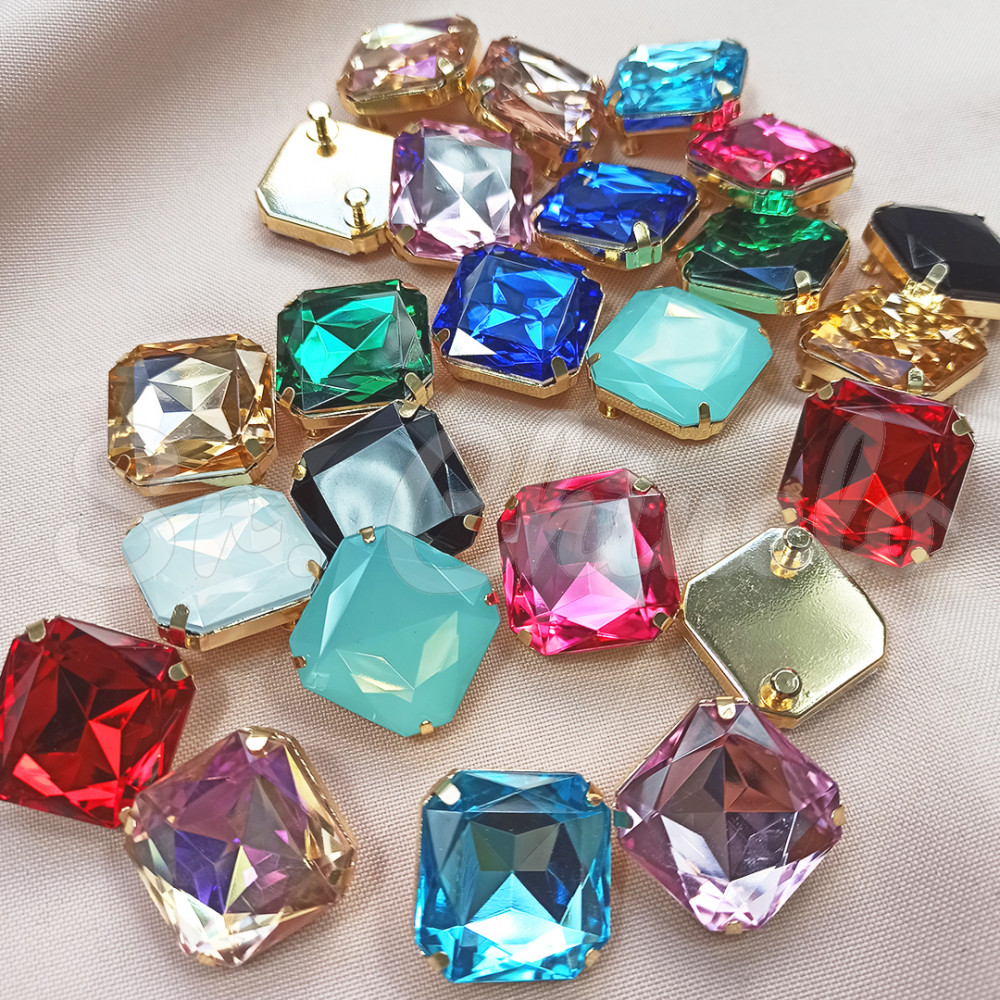 Piercing de Rebite, Quadrado, Rosa Vintage