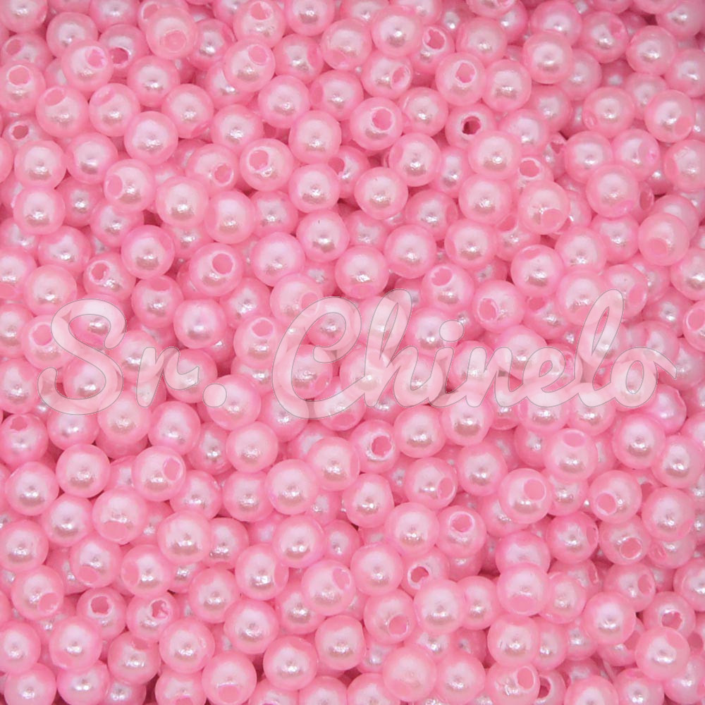 Pérola ABS, 04mm, Rosa Bebe