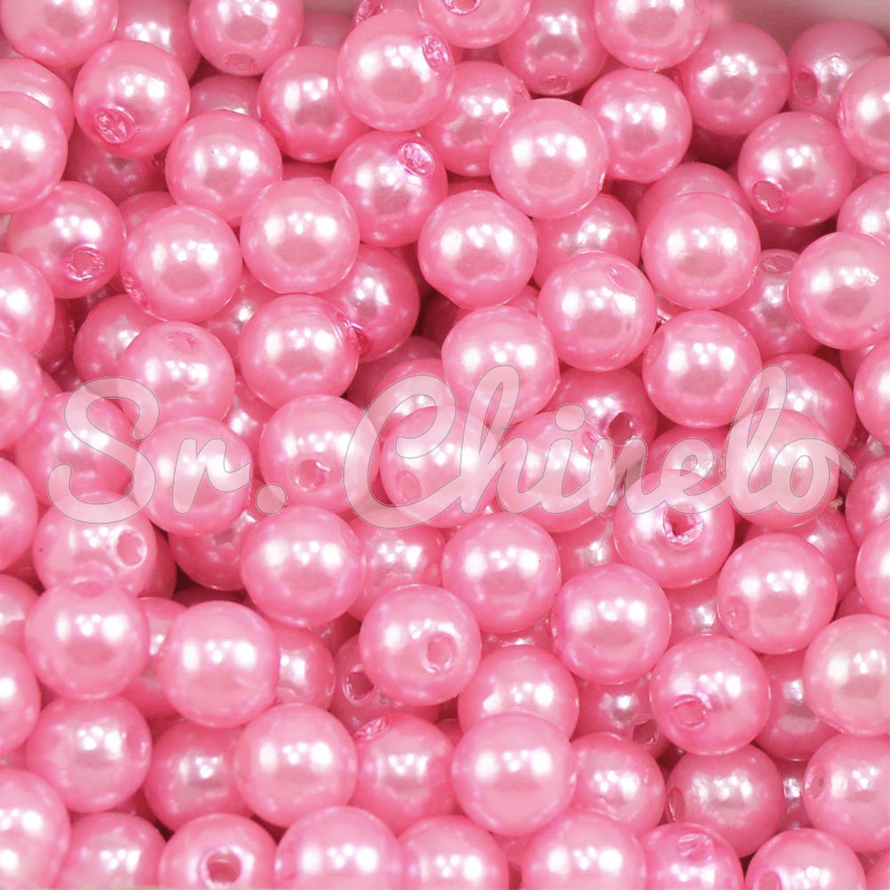 Pérola ABS, 08mm, Rosa Claro