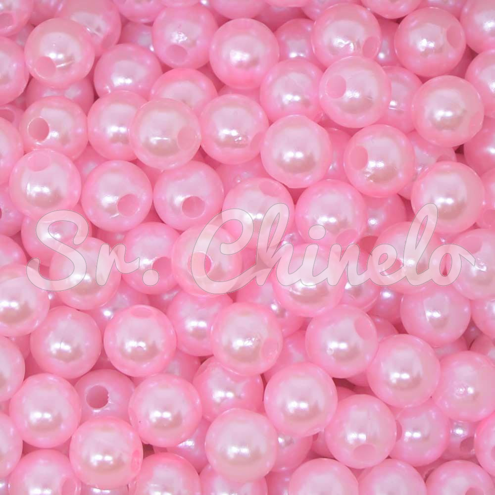 Pérola ABS, 08mm, Rosa Bebê