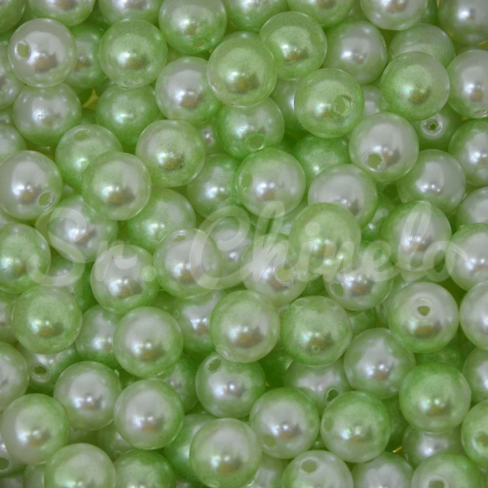 Pérola ABS, 08mm, Verde Mesclado