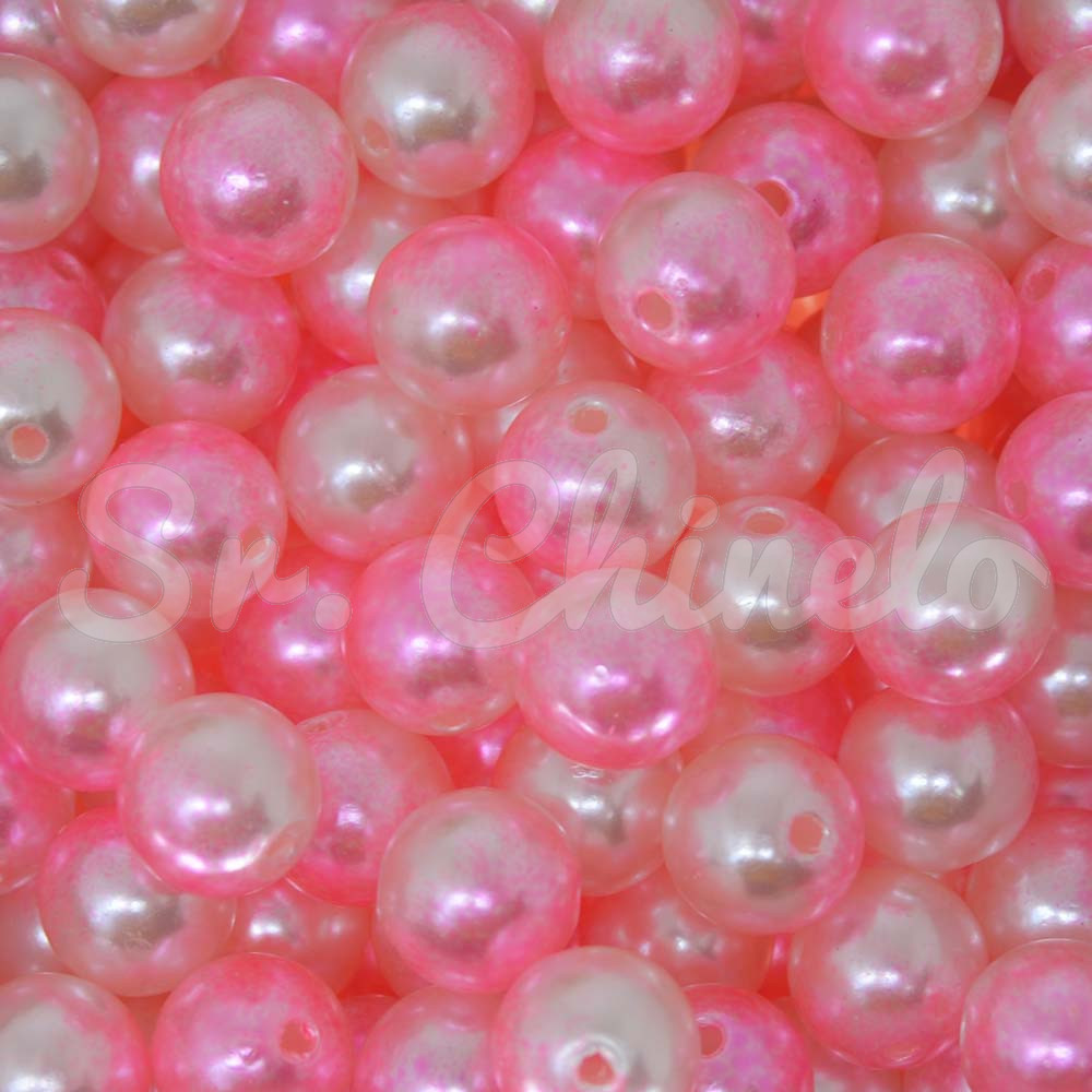 Pérola ABS, 10mm, Rosa Mesclado