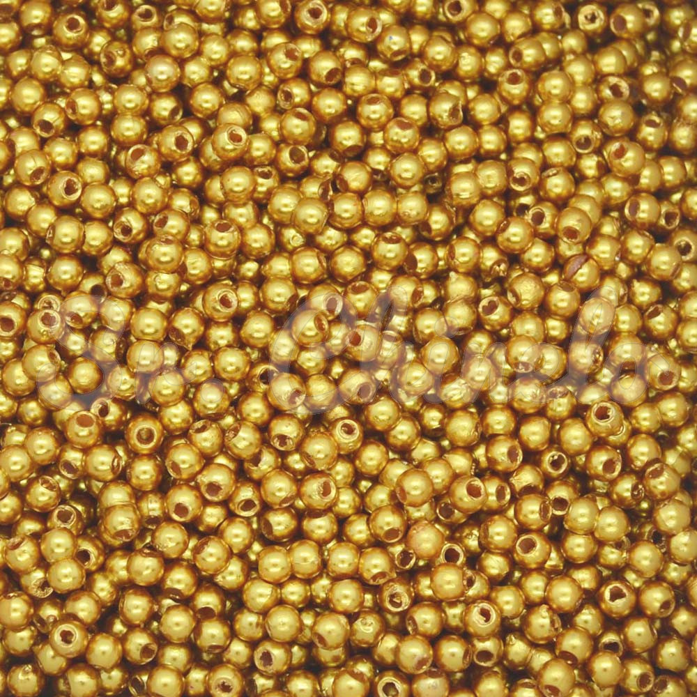 Pérola ABS, 03mm, Amarelo Dourado