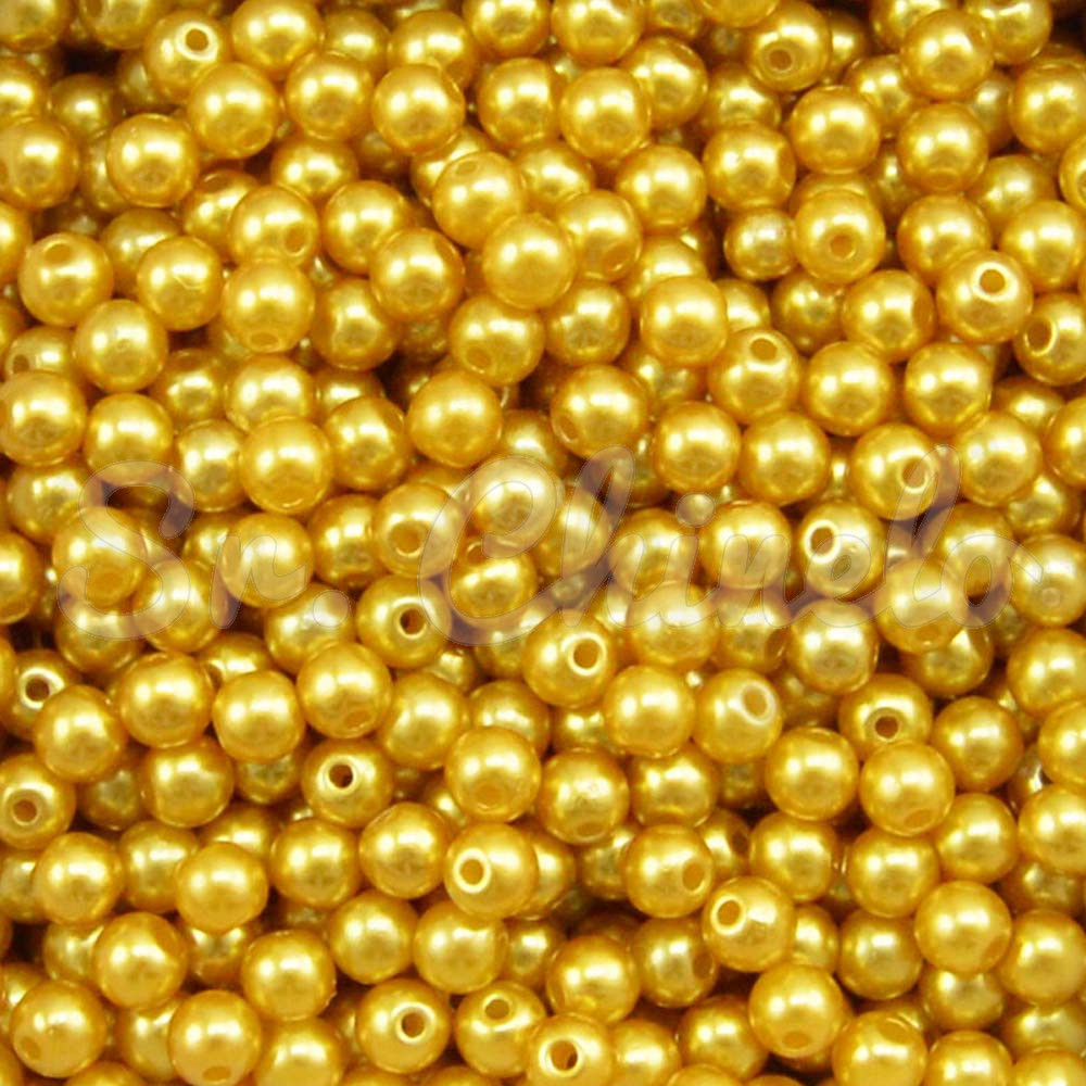 Pérola ABS, 05mm, Amarelo Dourado