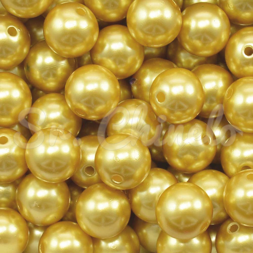 Pérola ABS, 12mm, Amarelo Dourado