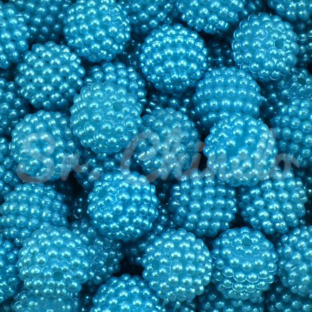 Pérola Craquelada Amora, 12mm, Azul Turquesa