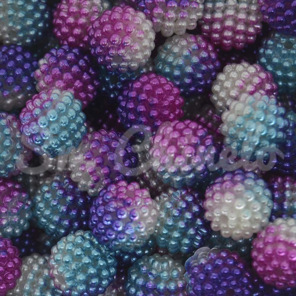 Pérola Craquelada Amora, 12mm, Mesclado Branco/Turquesa/Rosa/Roxo