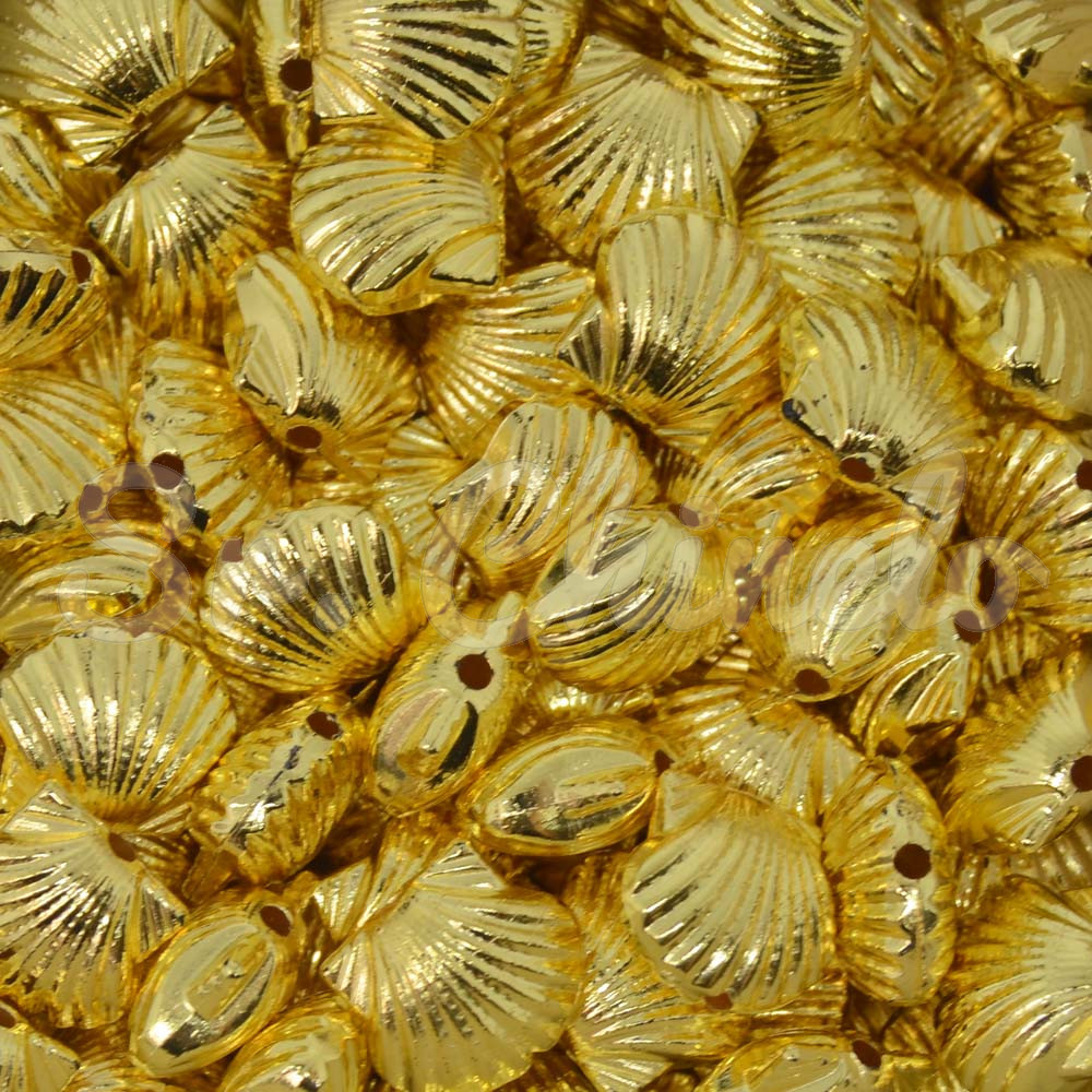 Concha ABS, 12mm x 10mm, Dourado Metalizado