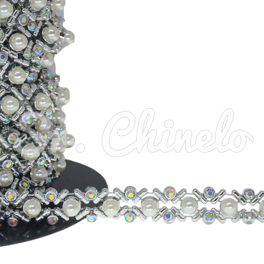 Aljofre de ABS Metalizado, 18mm, com Pérola, Prateado/Furtacor