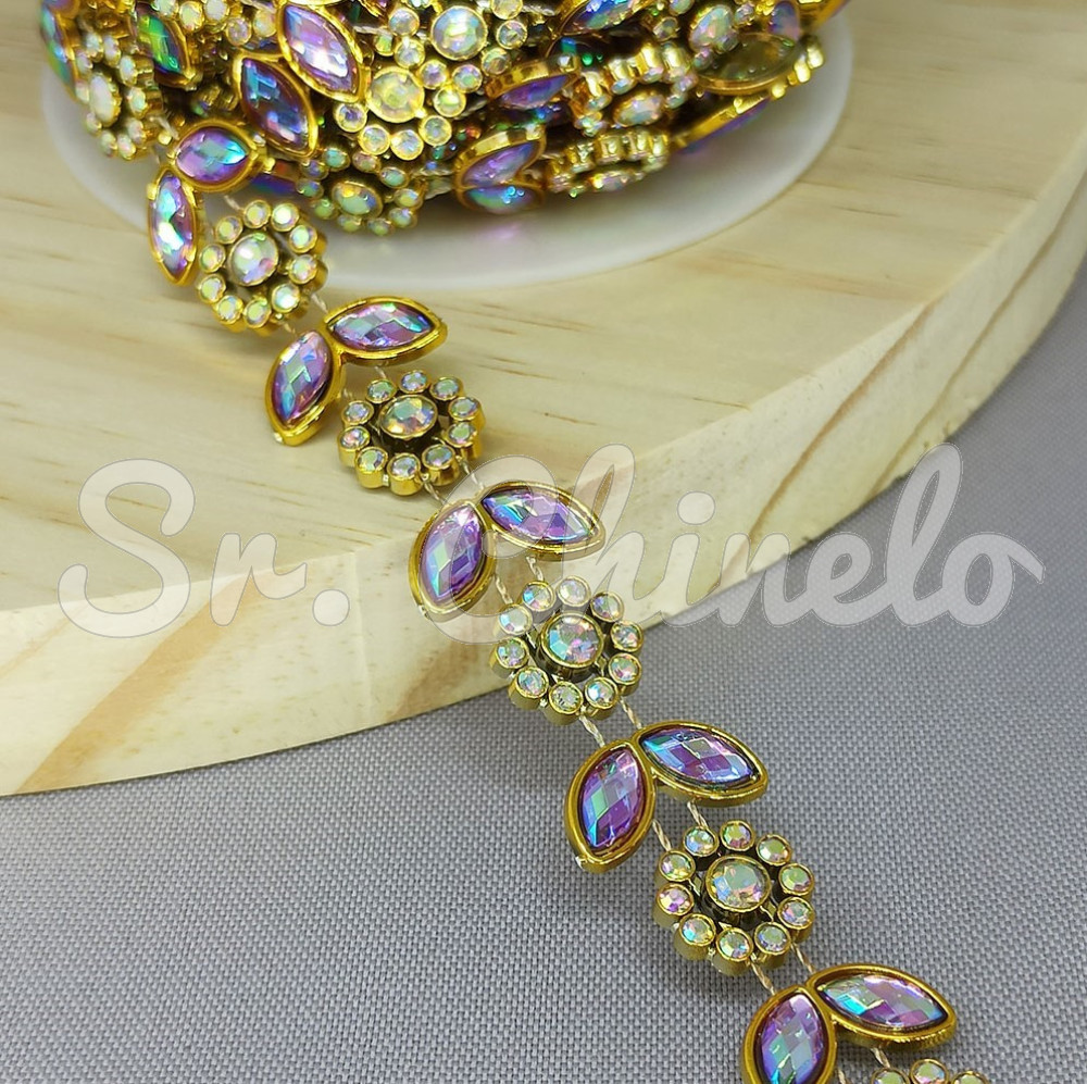 Aljofre de ABS Metalizado, Flor 18mm, Furtacor