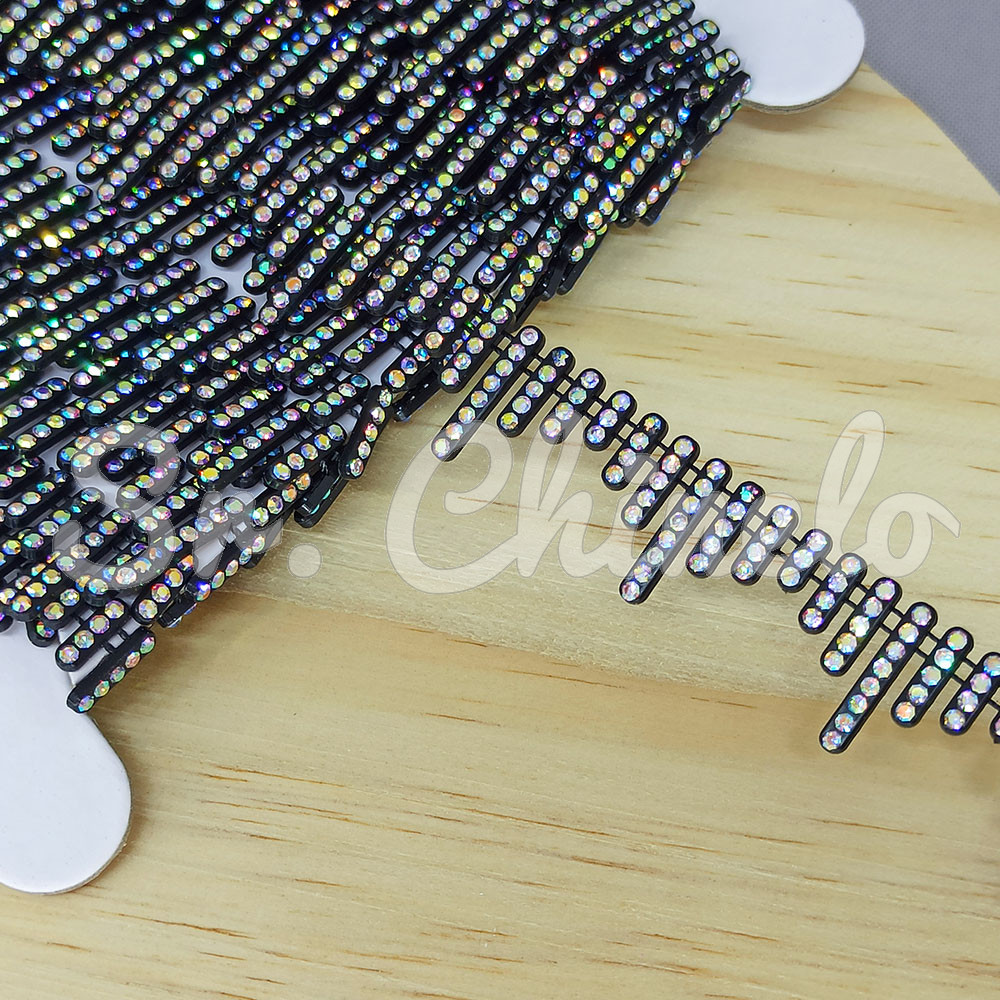 Aljofre de ABS Metalizado, Eletrocardiograma, Preto/Furtacor