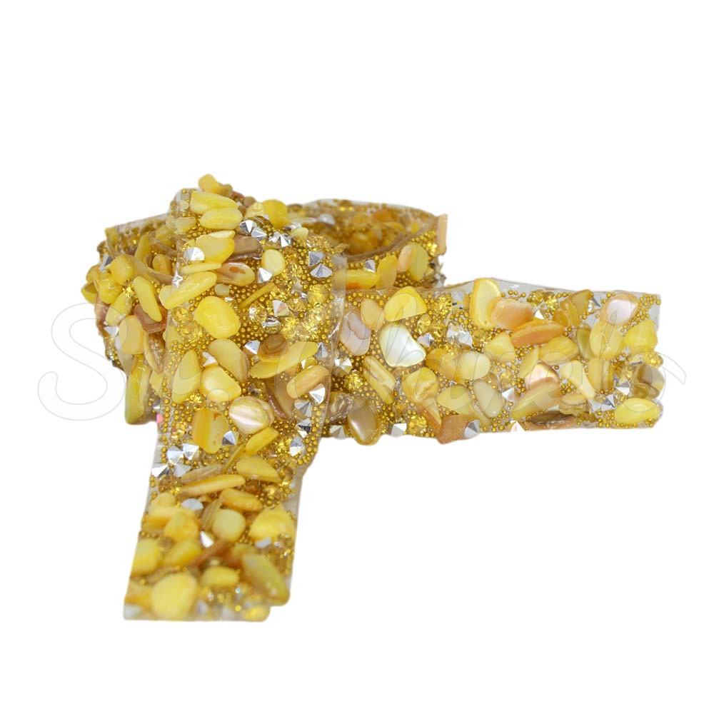 Tira de Cascalho, 20mm, Amarelo/Dourado