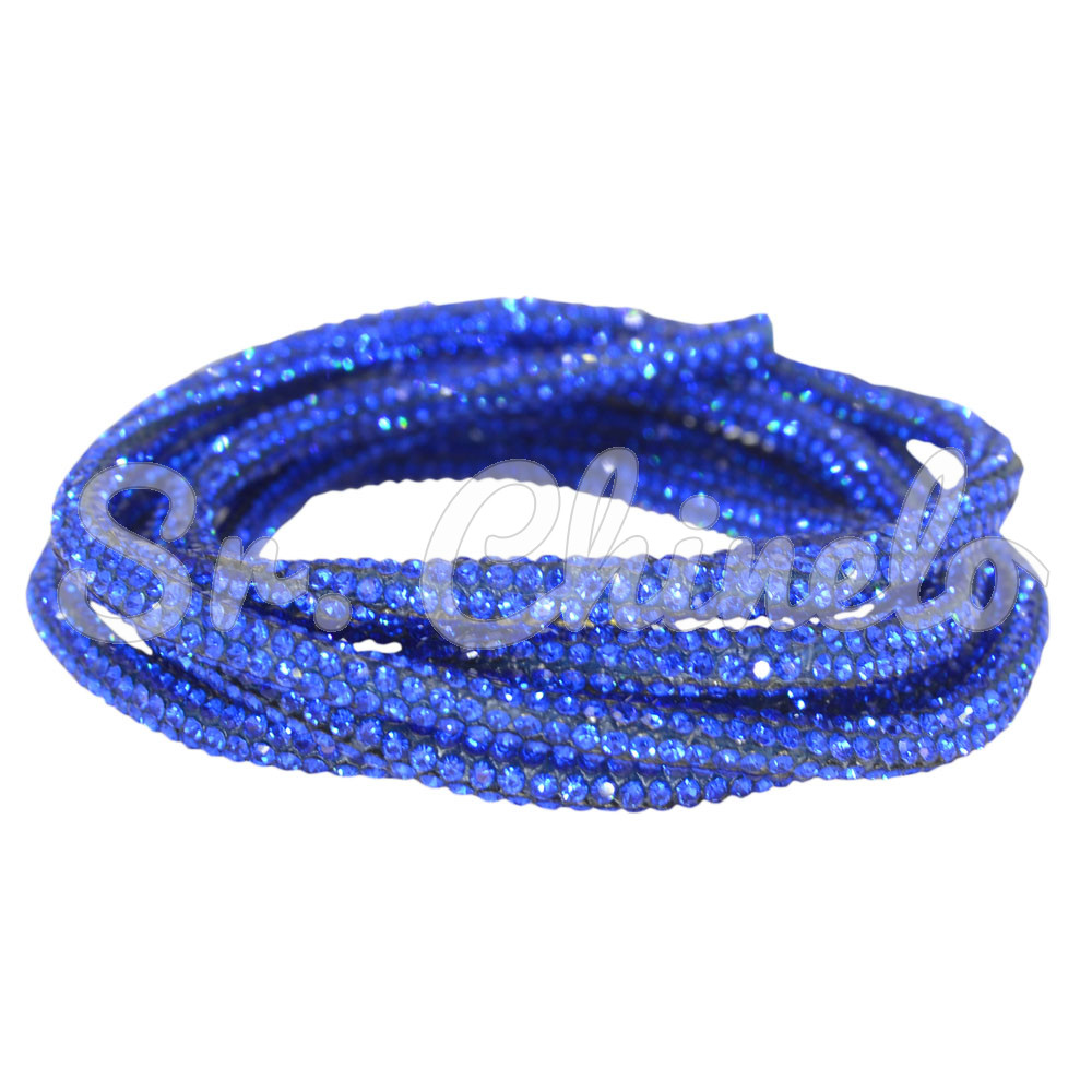 Tubo de Strass, 04mm, Fini para Cadarços, Azul