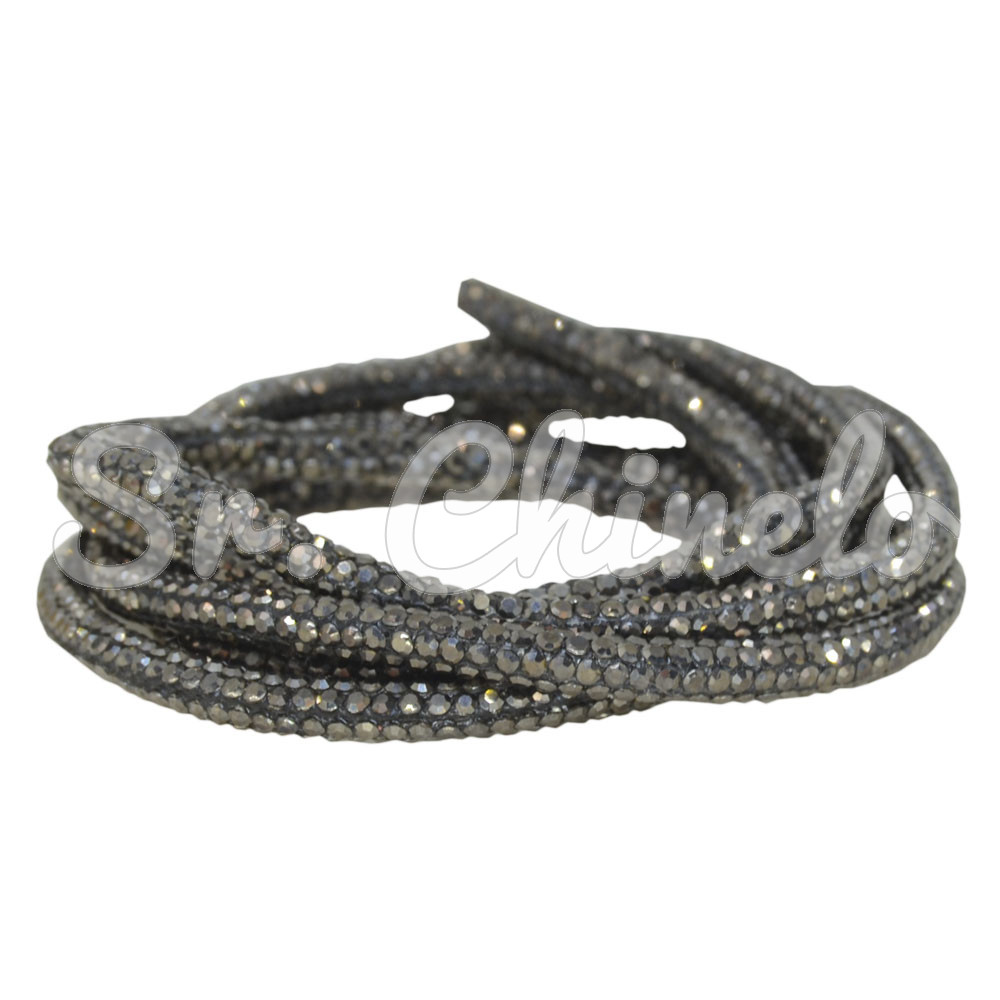 Tubo de Strass, 04mm, Fini para Cadarços, Grafite