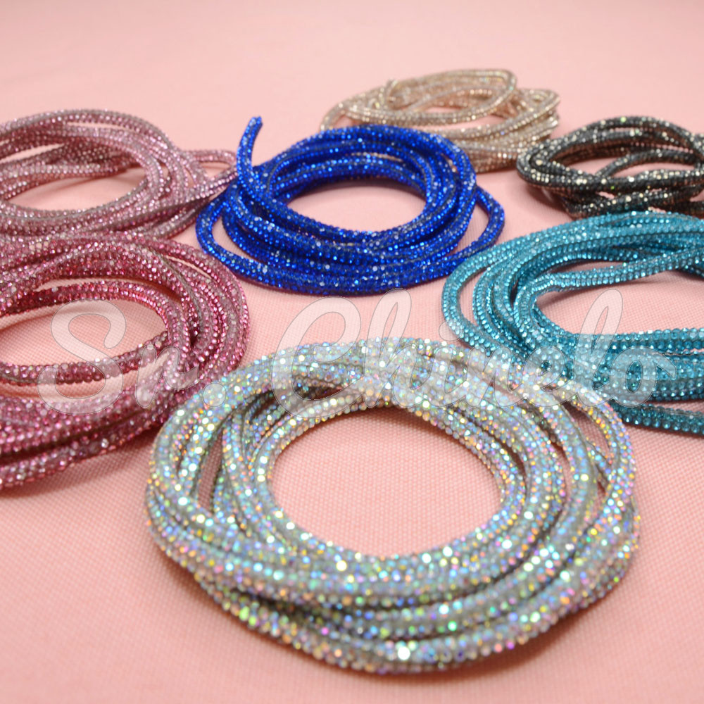 Tubo de Strass, 04mm, Fini para Cadarços, Grafite