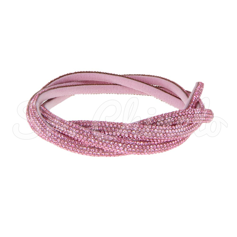 Tubo de Strass Meia Cana, 06mm, Rosa Claro