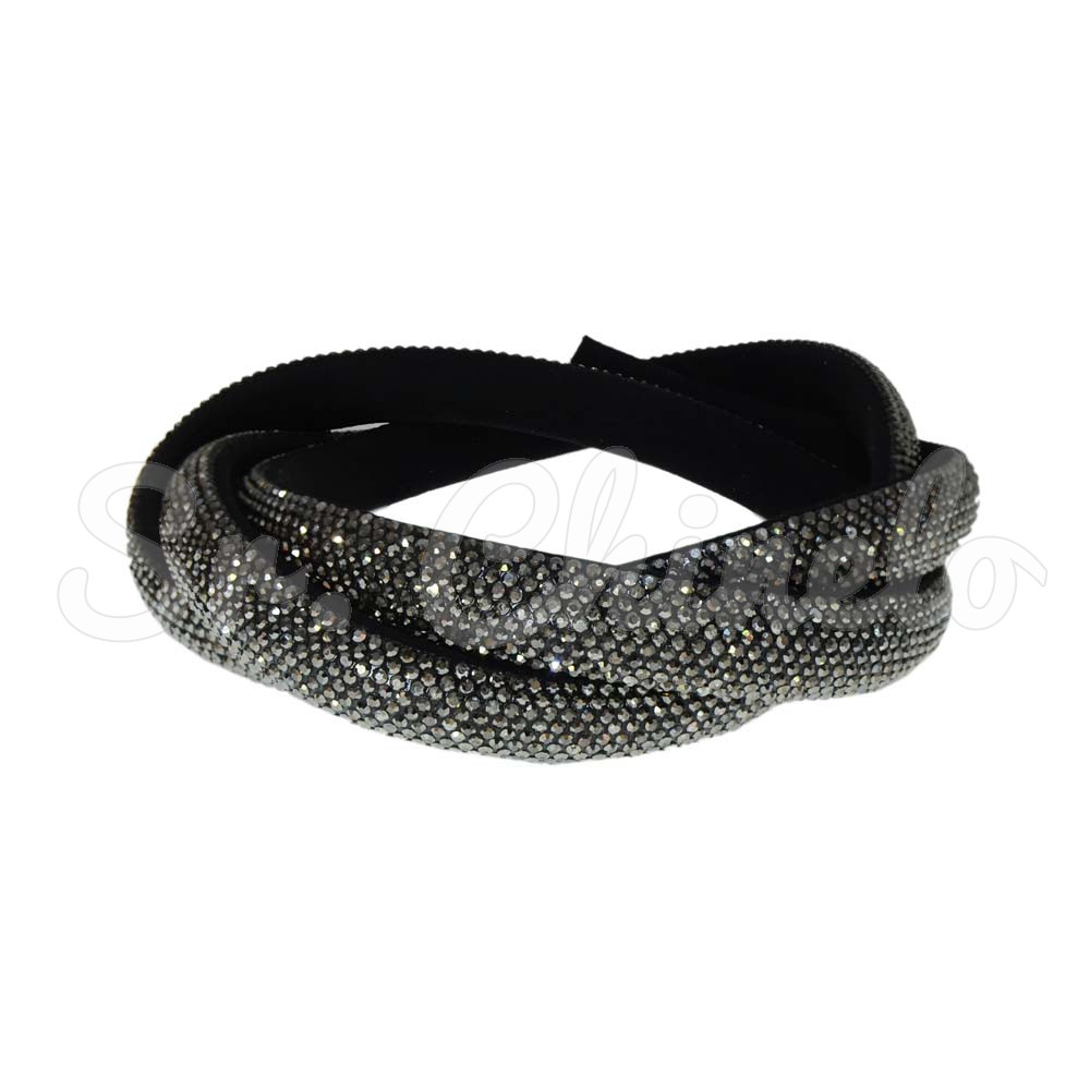 Tubo de Strass Meia Cana, 12mm, Grafite