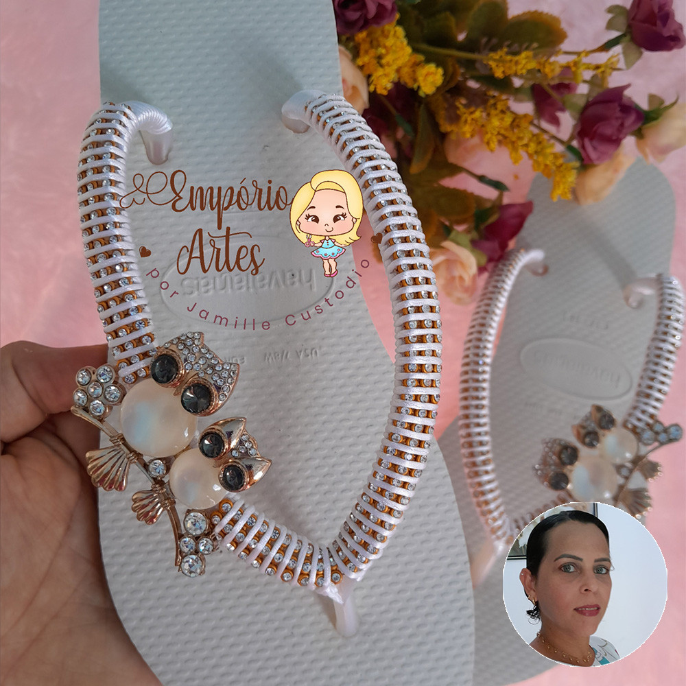 Chinelo Customizado Coruja - Jamille Custódio