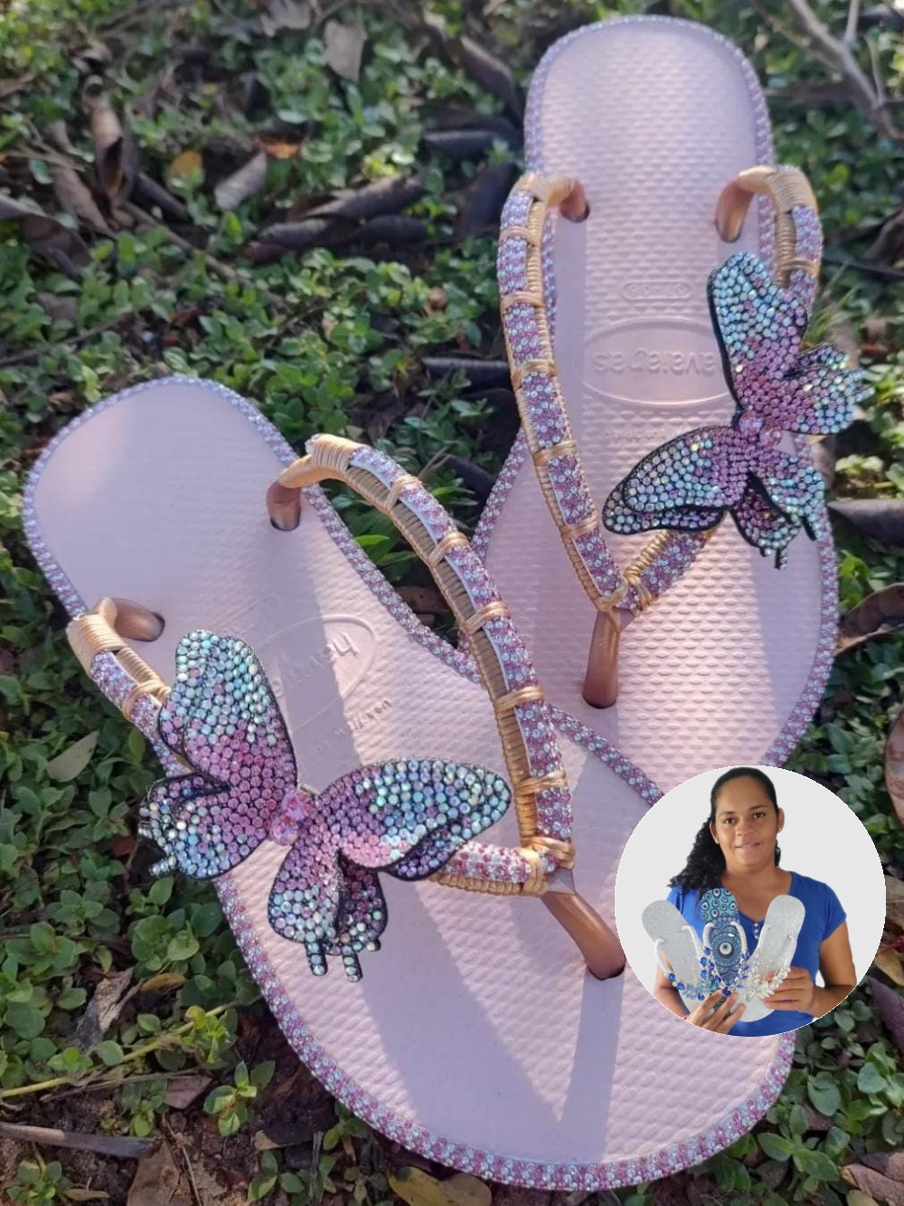 Chinelo Personalizado com Frisado - Danielli Ferreira