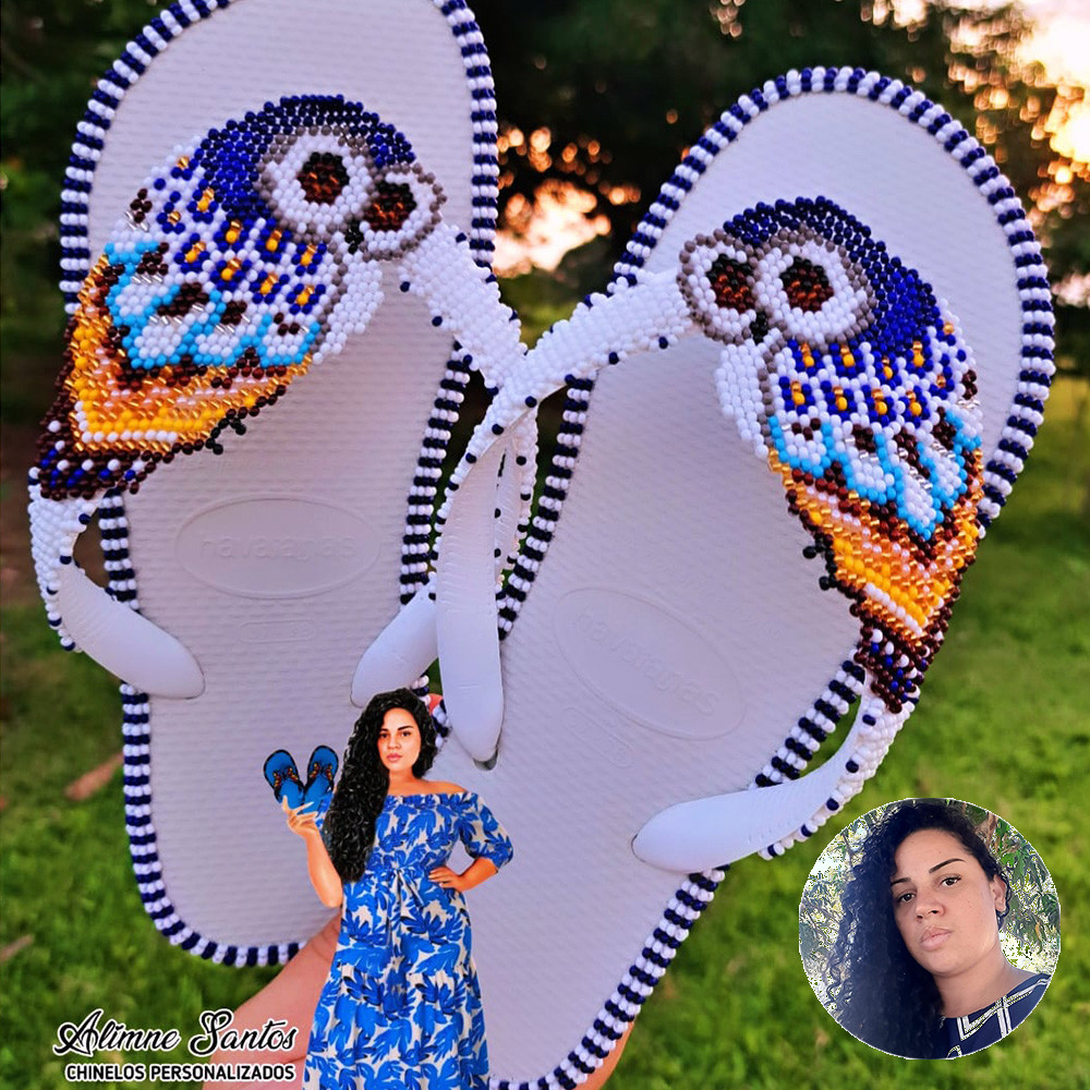 Chinelo Customizado Miçanguinha Tucano - Alimne Santos