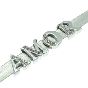 Letra com Strass, Passante, Prata, Cristal