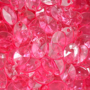 Lentilha de Acrílico, 12mm, Rosa Framboesa Transparente