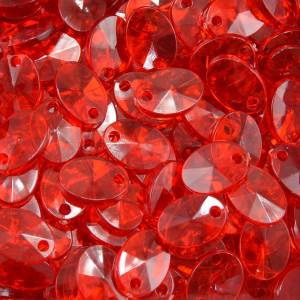 Lentilha de Acrílico, 12mm, Vermelho Transparente