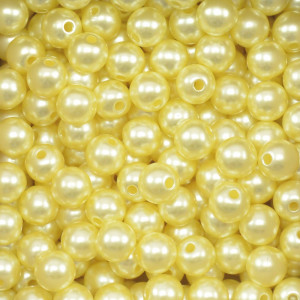 Pérola ABS, 08mm, Amarelo