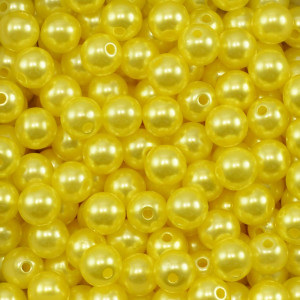 Pérola ABS, 08mm, Amarelo Canário