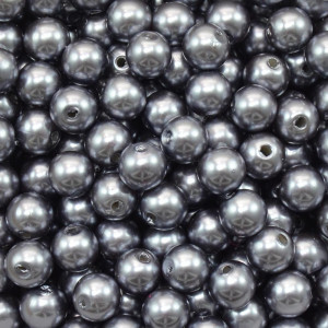 Pérola ABS, 08mm, Cinza Chumbo