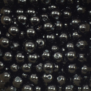 Pérola ABS, 08mm, Preto