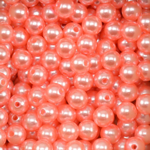 Pérola ABS, 08mm, Rosa Salmão