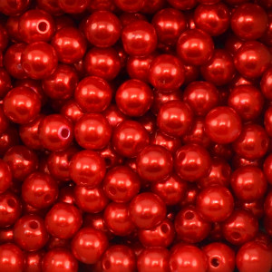 Pérola ABS, 08mm, Vermelho