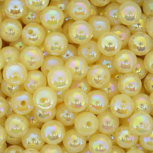 Pérola Irisada, 08mm, Amarelo Bebê