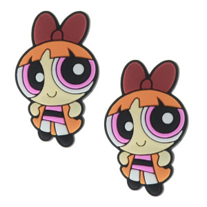 Aplique de Borracha, Superpoderosa Florzinha, Rosa/Laranja