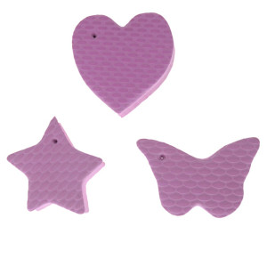 Kit de Pingentes de Borracha para Chaveiro, Estrela Coração e Borboleta, Rosa Iogurte