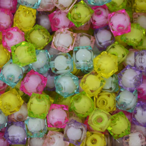 Quadrado Acrílico Sextavado, 10mm, Colorido Claro