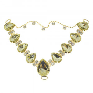 Cabedal Carol, Passante, Correntinha, Dourado/Cristal