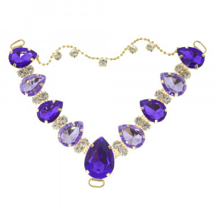 Cabedal Carol, Passante, Correntinha, Roxo/Lilás/Cristal