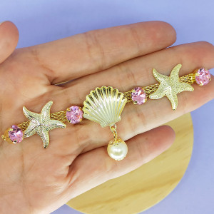 Cabedal Fundo do Mar, Banhado, Rebite, Conchas e Estrela, Rosa Claro