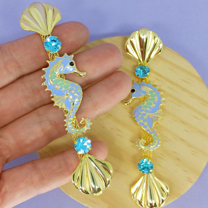 Cabedal Cavalo Marinho, Banhado, Rebite, Azul